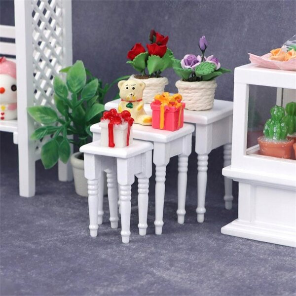 Set 3 Miniature Scrivanie in Legno 1:12 per Casa delle Bambole - Handmade