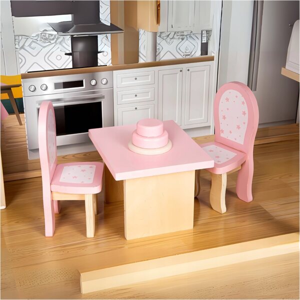 Casa per Bambole Ecotoys Maya XXL in Legno 4 Livelli con Mobili Colorati 138.5 cm