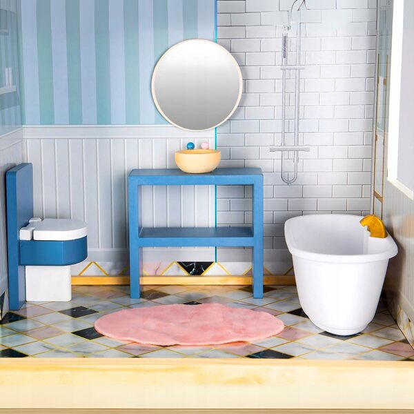 Casa per Bambole Ecotoys Maya XXL in Legno 4 Livelli con Mobili Colorati 138.5 cm