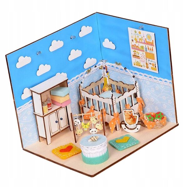 Miniatura Casa delle Bambole 1:24 Fai da Te con Mobili e Luci LED