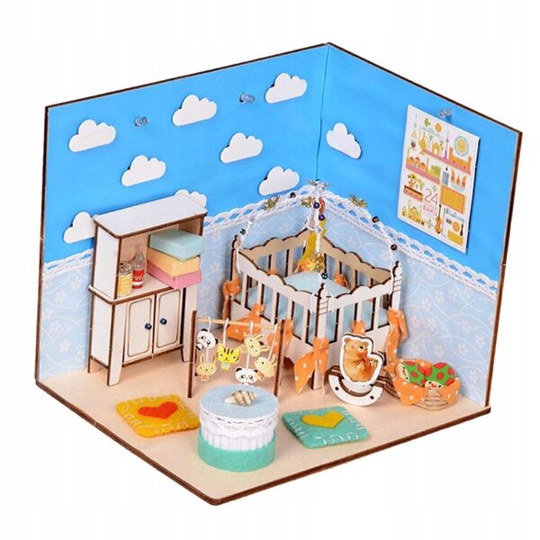 Miniatura Casa delle Bambole 1:24 Fai da Te con Mobili e Luci LED