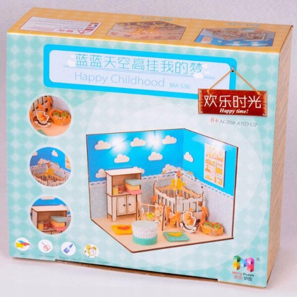 Miniatura Casa delle Bambole 1:24 Fai da Te con Mobili e Luci LED