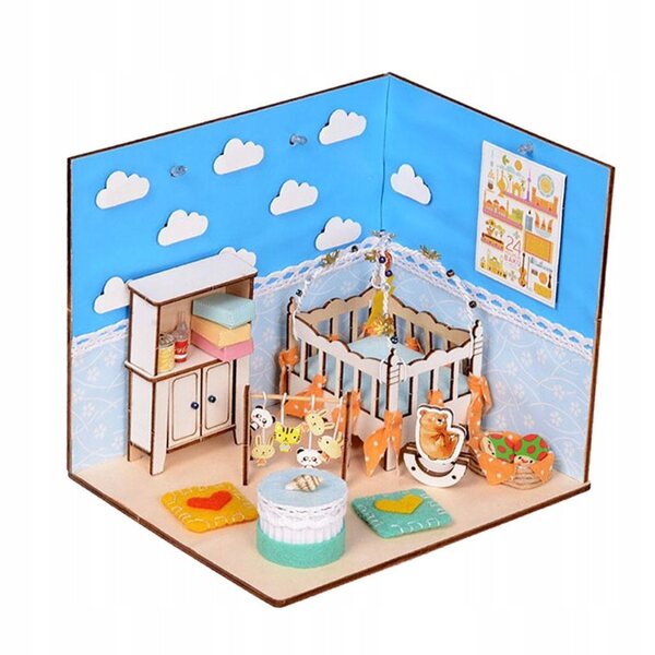 Miniatura Casa delle Bambole 1:24 Fai da Te con Mobili e Luci LED