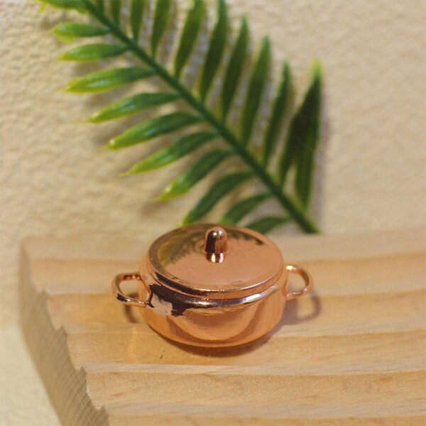 Mini pentola per zuppa in metallo rosa casa delle bambole 1/6 1/12 accessori da cucina