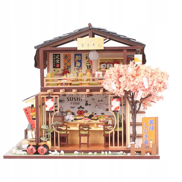 3D-Holzpuzzle mit LED – Sushi-Shop-Montagemodell 1:24