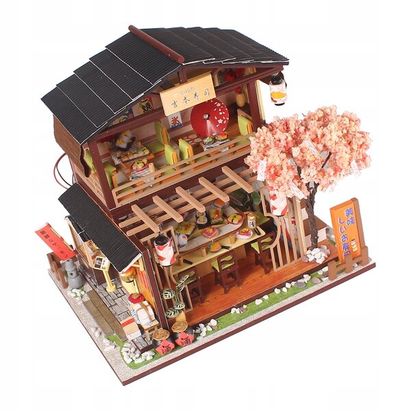 3D-Holzpuzzle mit LED – Sushi-Shop-Montagemodell 1:24