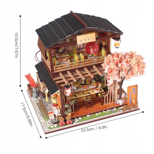 3D-Holzpuzzle mit LED – Sushi-Shop-Montagemodell 1:24