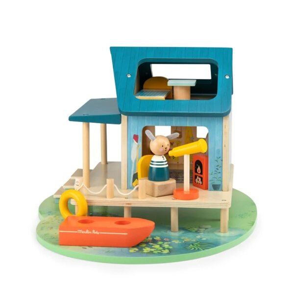 Moulin Roty Holzhaus am See La Grande Famille mit Zubehör für Kinder ab 3 Jahren