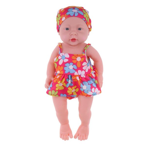 41 cm große Mädchenmodellpuppe aus Vinyl mit geblümtem Bikini und Hut