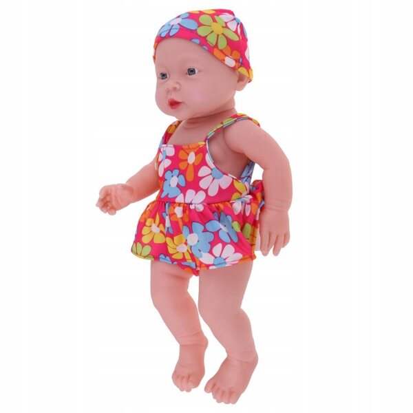 41 cm große Mädchenmodellpuppe aus Vinyl mit geblümtem Bikini und Hut