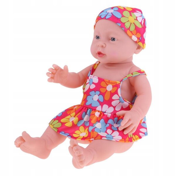 41 cm große Mädchenmodellpuppe aus Vinyl mit geblümtem Bikini und Hut