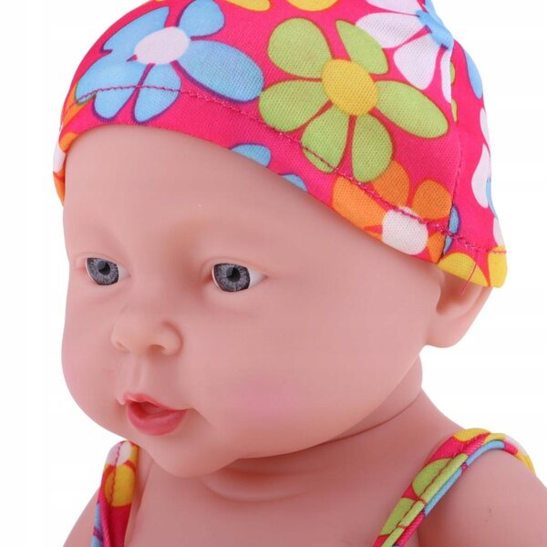 41 cm große Mädchenmodellpuppe aus Vinyl mit geblümtem Bikini und Hut