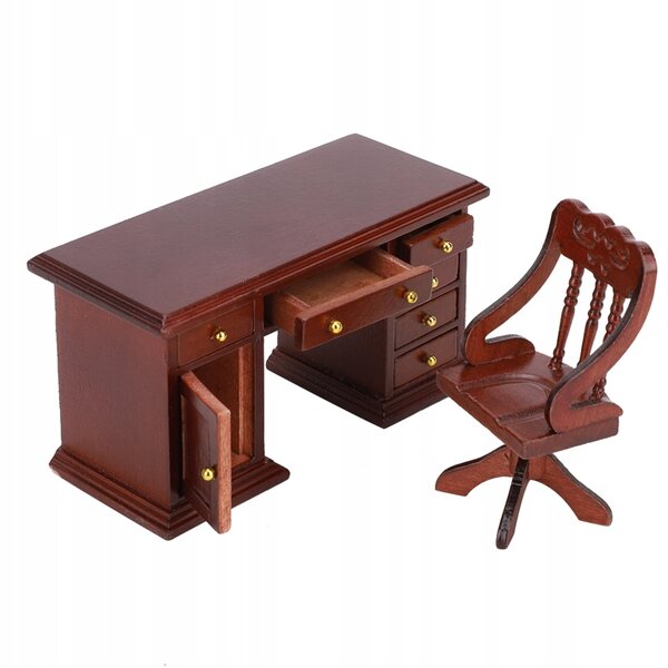 Mini modello sedia da ufficio in legno scala 1:12 per bambole e decorazioni