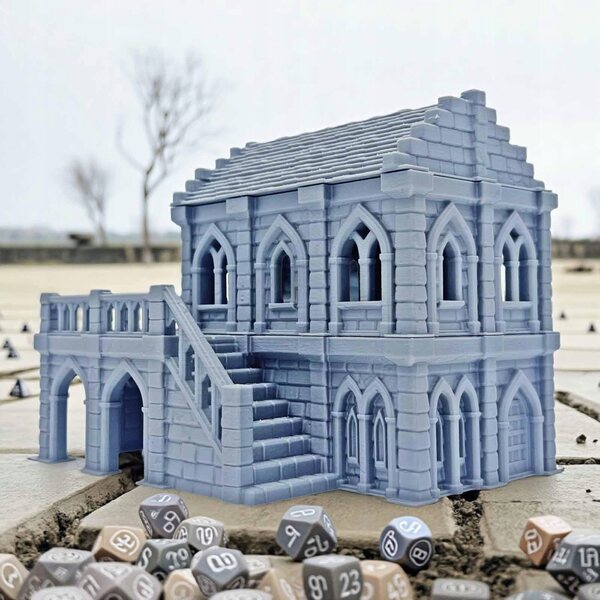 Edificio medievale miniatura per giochi da tavolo in ABS 14,9x11x11,7 cm