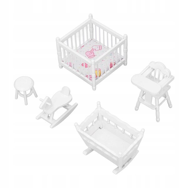 Holzmöbel-Set für Puppenhaus 1:12 Kinderzimmer weiß