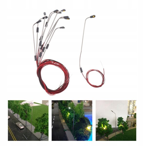 10 Mini-3-V-LED-Lampen für den Eisenbahnmodellbau im Maßstab 1:200 mit warmem Licht