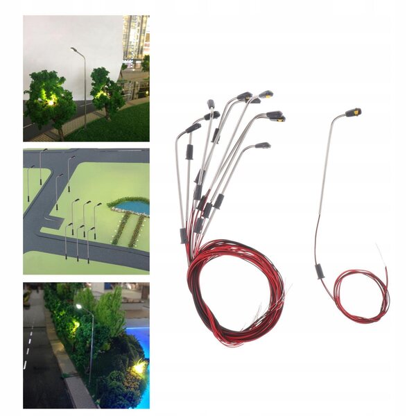 10 Mini-3-V-LED-Lampen für den Eisenbahnmodellbau im Maßstab 1:200 mit warmem Licht
