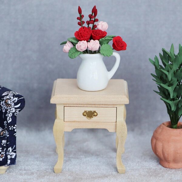 1/12 Miniatur-Nachtstolik aus Holz für Puppenhaus, elegantes Accessoire