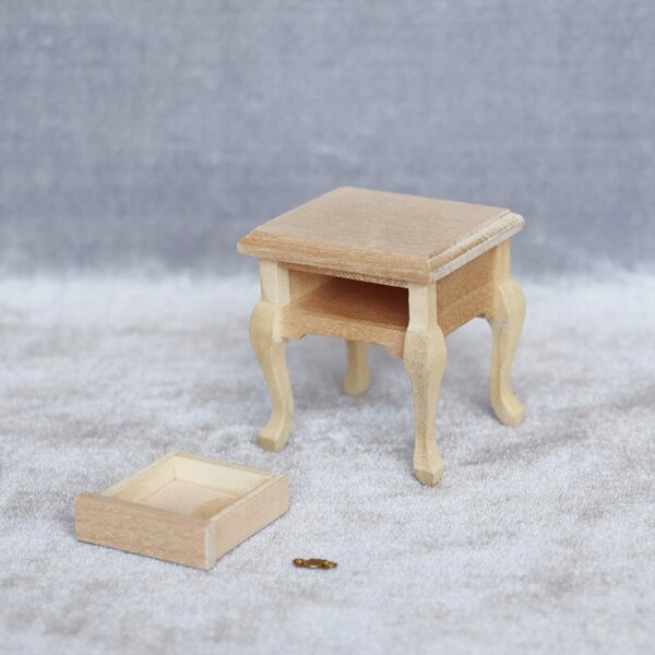 1/12 Miniatur-Nachtstolik aus Holz für Puppenhaus, elegantes Accessoire