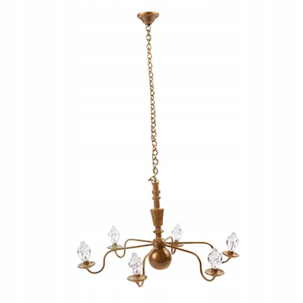 Lampada a Sospensione Metallica in Scala 1:87, Lampadario Cristallo Oro 8,8 cm