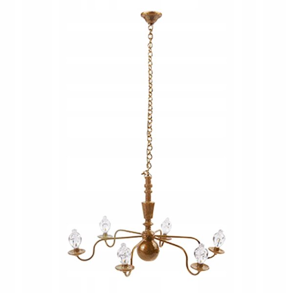 Lampada a Sospensione Metallica in Scala 1:87, Lampadario Cristallo Oro 8,8 cm