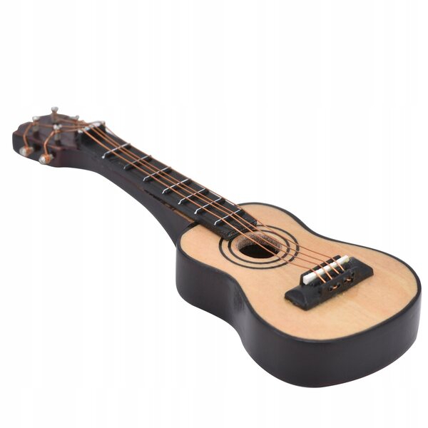 Mini chitarra in legno scala 1:12 per casa delle bambole, modello artigianale dettagliato
