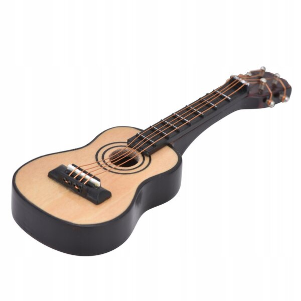 Mini chitarra in legno scala 1:12 per casa delle bambole, modello artigianale dettagliato