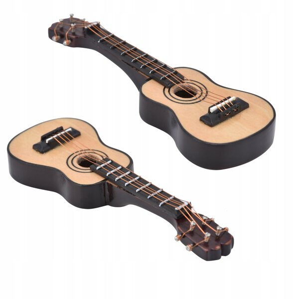 Mini chitarra in legno scala 1:12 per casa delle bambole, modello artigianale dettagliato