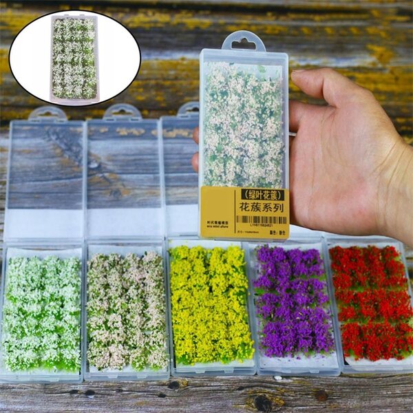 Miniatuur witte bloemen voor modelspoorwegen en landschapsarchitectuur