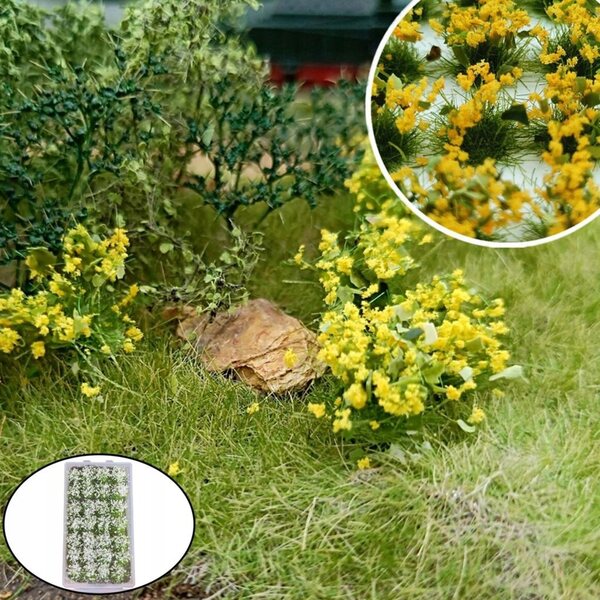 Miniatuur witte bloemen voor modelspoorwegen en landschapsarchitectuur