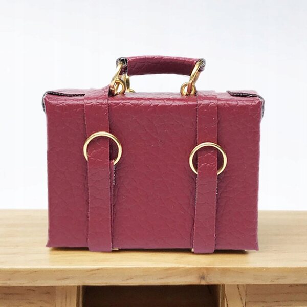 Mini borsa in pelle rossa per casa delle bambole in scala 1:12, accessorio decorativo