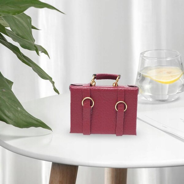 Mini borsa in pelle rossa per casa delle bambole in scala 1:12, accessorio decorativo