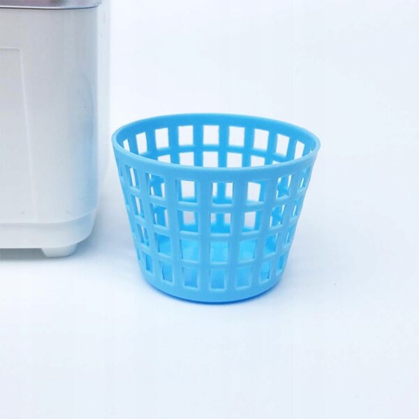 Mini cestino per biancheria sporca 1:12 per casette delle bambole, modello blu