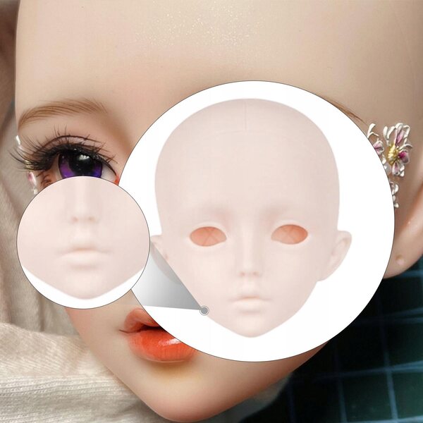 1/3 BJD Male Doll Head Accessory Practice Makeup 3D Face Ups Biała skóra