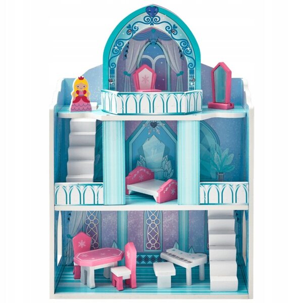 Hölzerner Prinzessinnenpalast mit Möbeln Elefun 53,5 x 37,4 cm, 3 Etagen, Holzspielzeug