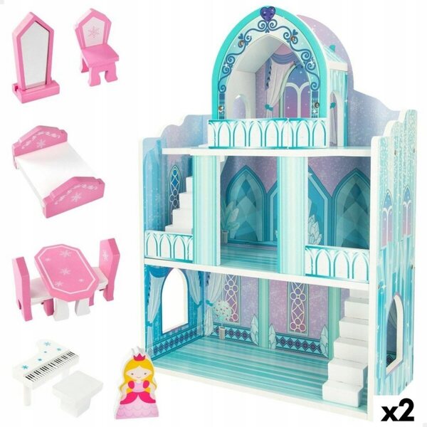 Hölzerner Prinzessinnenpalast mit Möbeln Elefun 53,5 x 37,4 cm, 3 Etagen, Holzspielzeug