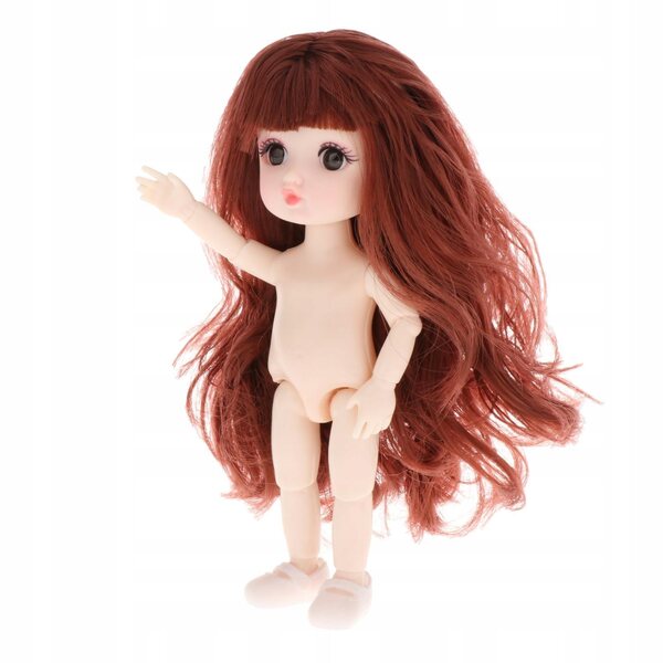 16 cm große Minipuppe mit 3D-Augen und langen Haaren – modisches Spielzeug für Mädchen