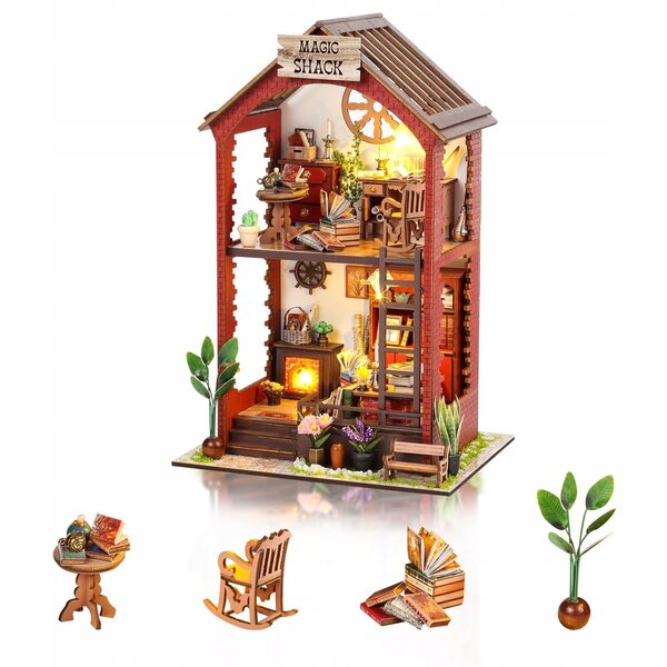 CUTEFUN set DIY Miniature Casa delle Bambole in Legno con Mobili Colorati