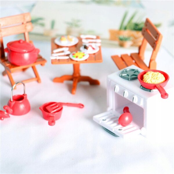 1:12 Miniatur-Küchen-Puppenhaus mit Backofen und Holzzubehör