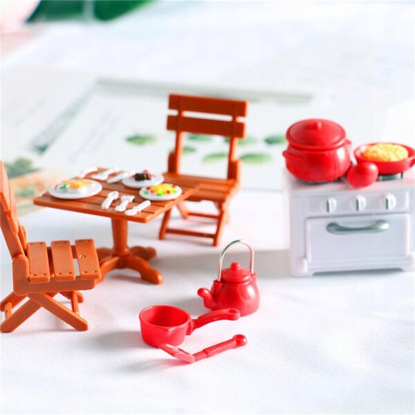 1:12 Miniatur-Küchen-Puppenhaus mit Backofen und Holzzubehör