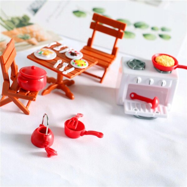 1:12 Miniatur-Küchen-Puppenhaus mit Backofen und Holzzubehör