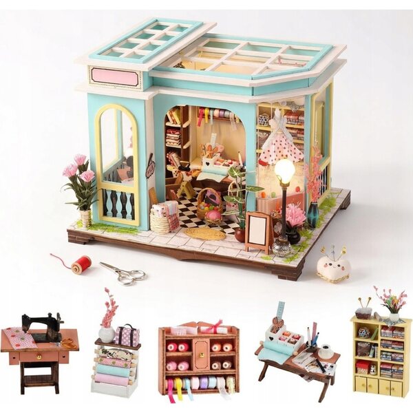 DIY-Miniatur-Schneiderei-Workshop-Set mit LED-Leuchten für über 14 Jahre
