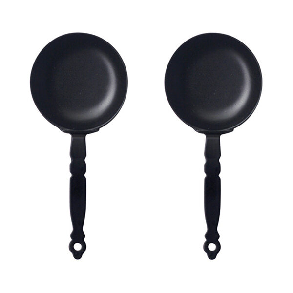 Set 2 Mini Padelle Decorative Nere Realistiche per Casa delle Bambole