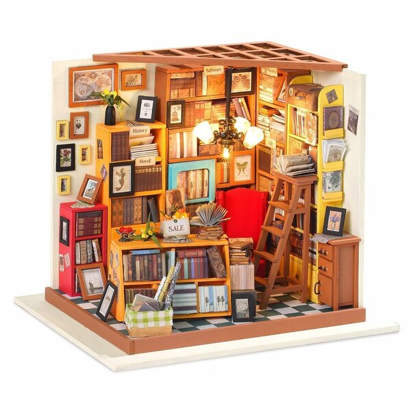 Miniatura Casa Libreria DIY con Illuminazione per Adulti 19 cm in Legno e Plastica
