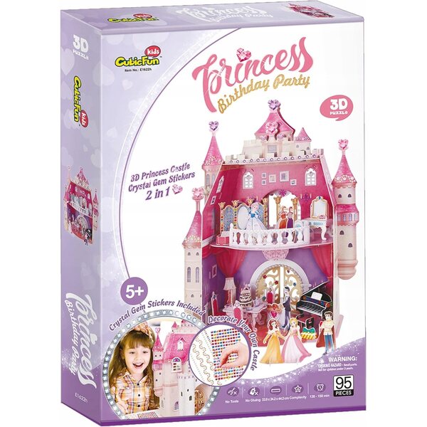 Puzzle 3D Zamek per bambine con 95 pezzi e 524 adesivi decorativi