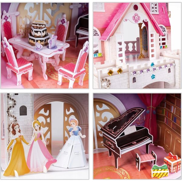 Puzzle 3D Zamek per bambine con 95 pezzi e 524 adesivi decorativi