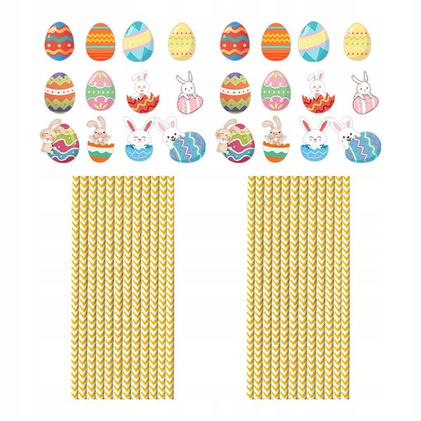 Lot de 24 pailles décorées pour fêtes et occasions spéciales 6 cm x 3,7 cm