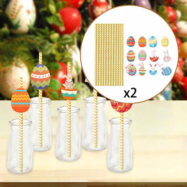 Lot de 24 pailles décorées pour fêtes et occasions spéciales 6 cm x 3,7 cm