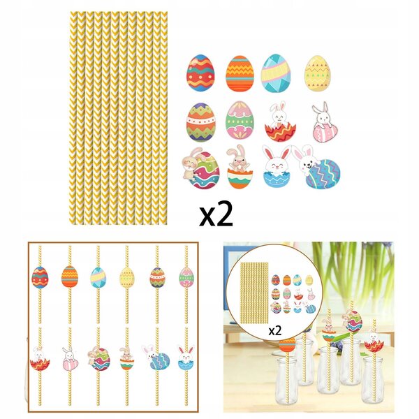 Lot de 24 pailles décorées pour fêtes et occasions spéciales 6 cm x 3,7 cm