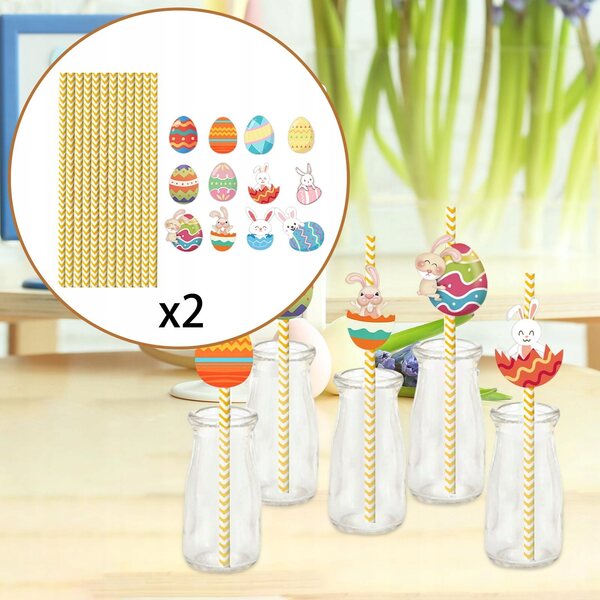 Lot de 24 pailles décorées pour fêtes et occasions spéciales 6 cm x 3,7 cm